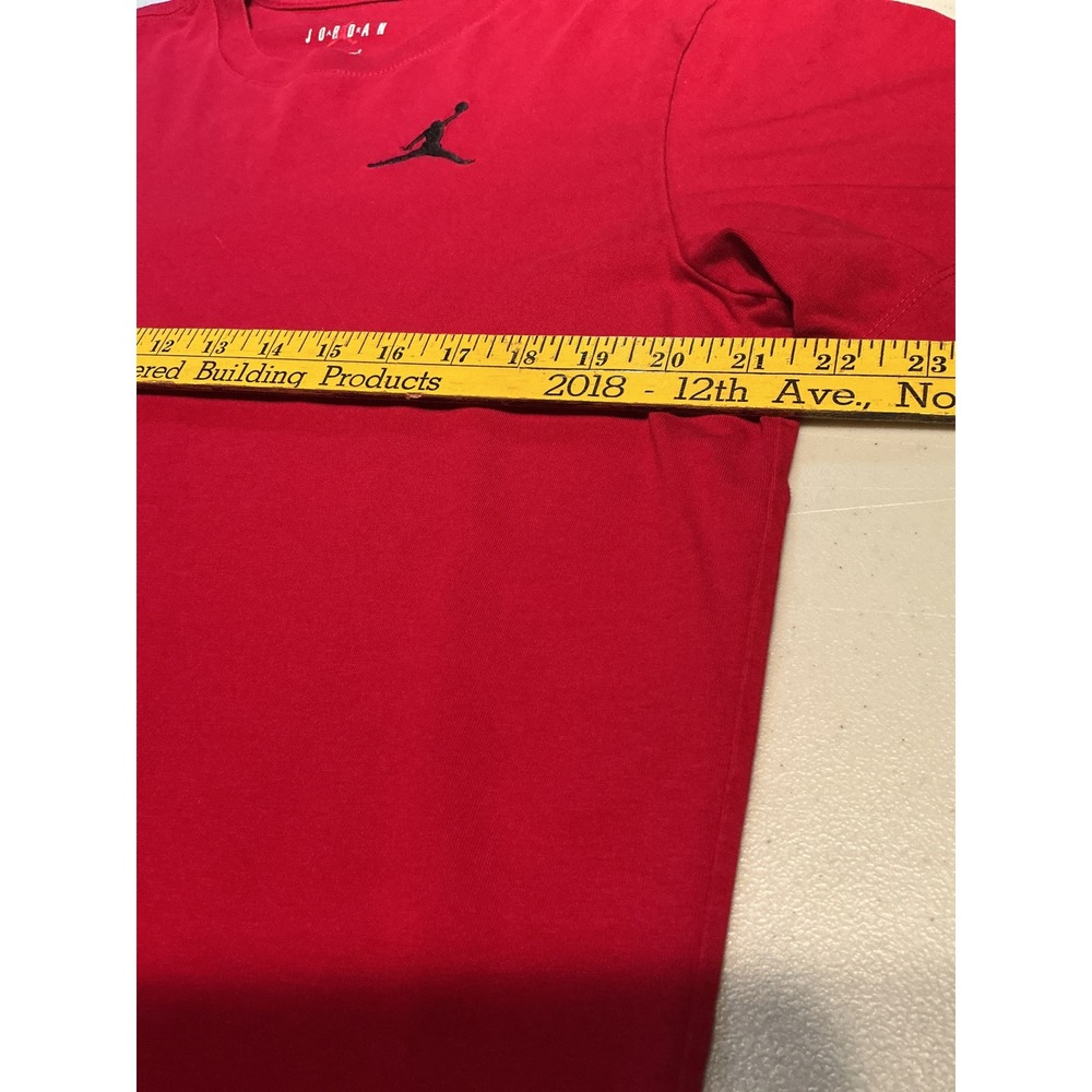 Jordan Mens Jumpman Logo Embroidered T-Shirt Red Black Size Large L Cotton‎ Tee - Picture 6 of 7